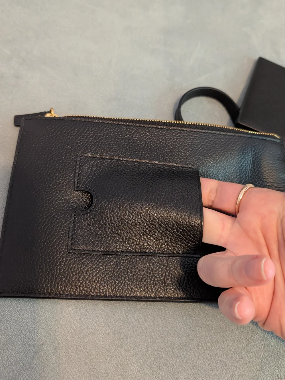 Balenciaga Black Leather Pouch/Wallet And Card Case On A Strap.